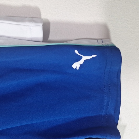Puma Kids Tee Tank Shorts Set White and Blue Logo 3 Piece Set - Picture 6 of 11